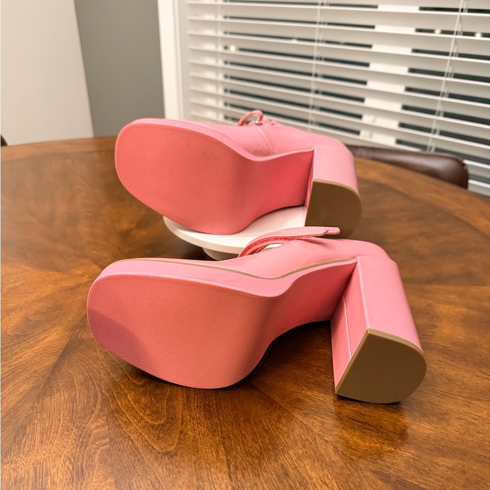 NWOT Steve Madden Pink Patent Vegan Leather Mary Jane Heels Size 9.5 - Picture 9 of 11